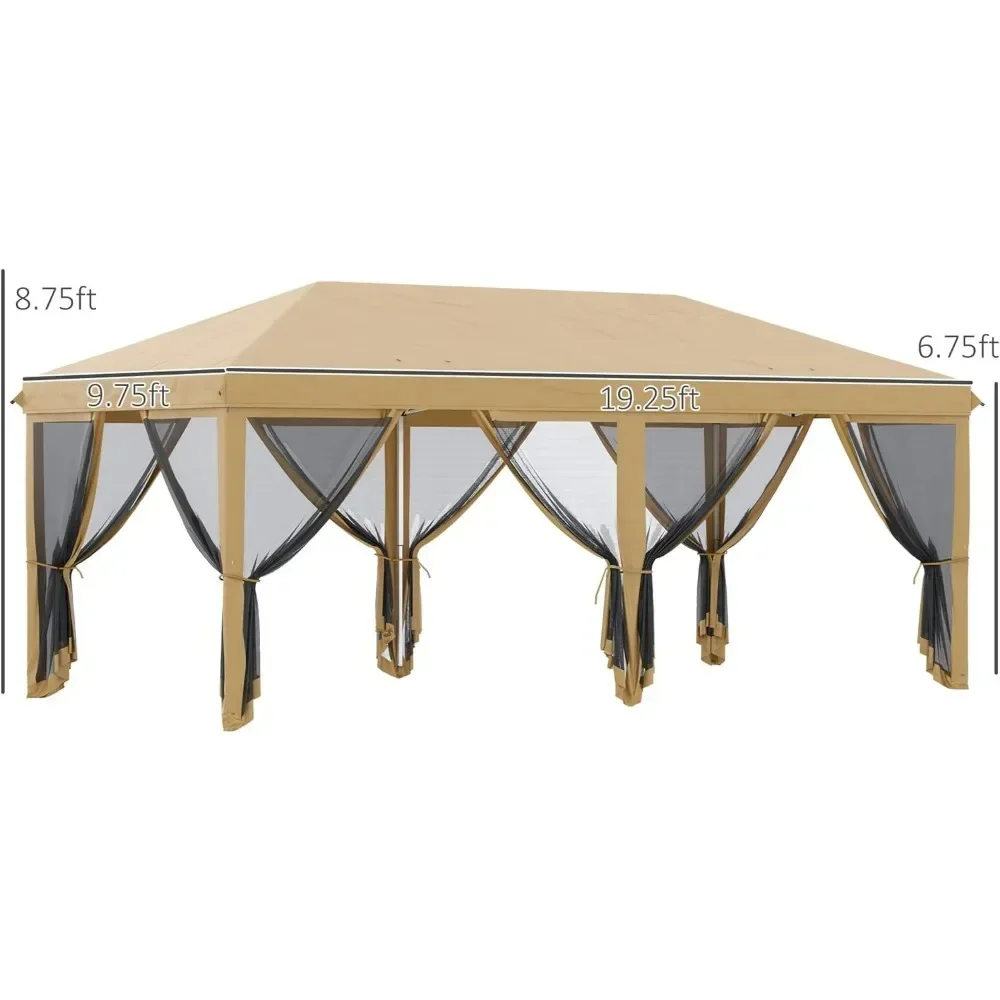 ผ้าคลุมเต็นท์แบบป๊อปอัพ10 'x 20' เต็นท์ขนาดใหญ่สำหรับปาร์ตี้ที่กำบังแสงแดดสำเร็จรูปสำหรับงานหนัก x 20'