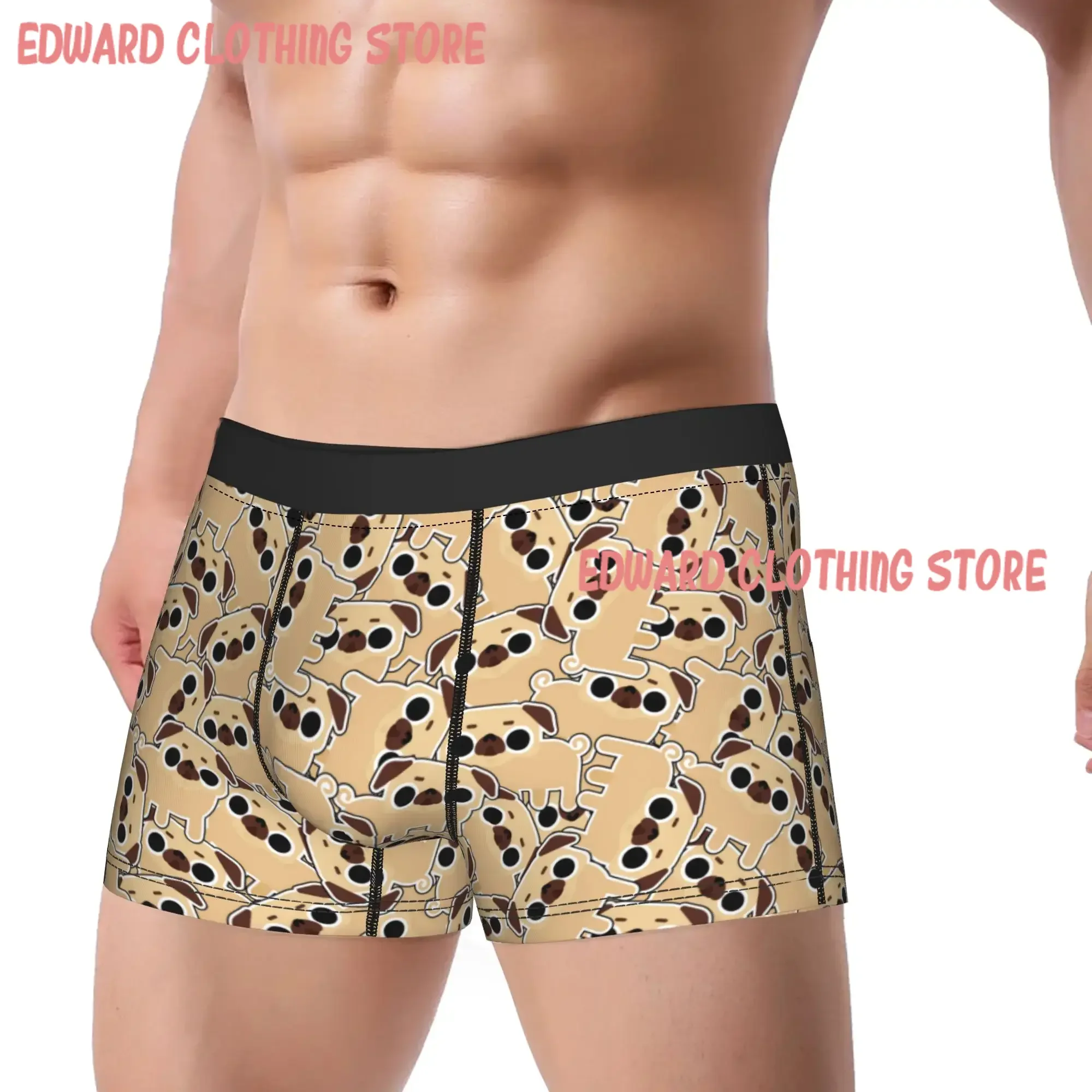 Cute Pug Nice Dog Pattern Underwear  Males Underpants Custom DIY Comfortable Boxershorts Quality Shorts Briefs Big Size 2XL