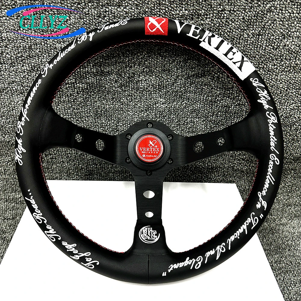 12.5inch 320mm Racing Drift Steering Wheel Real Leather Deep Dish VERTEX Sim Embroidery JDM Car Accessories view 2