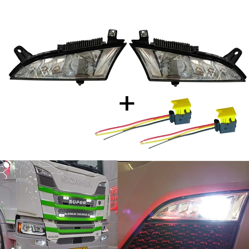 

1Pair LH+RH Fog Panel Lights for Scania truck S series R series 2552711 OEM 2552712 2552711 with 2pcs connectors