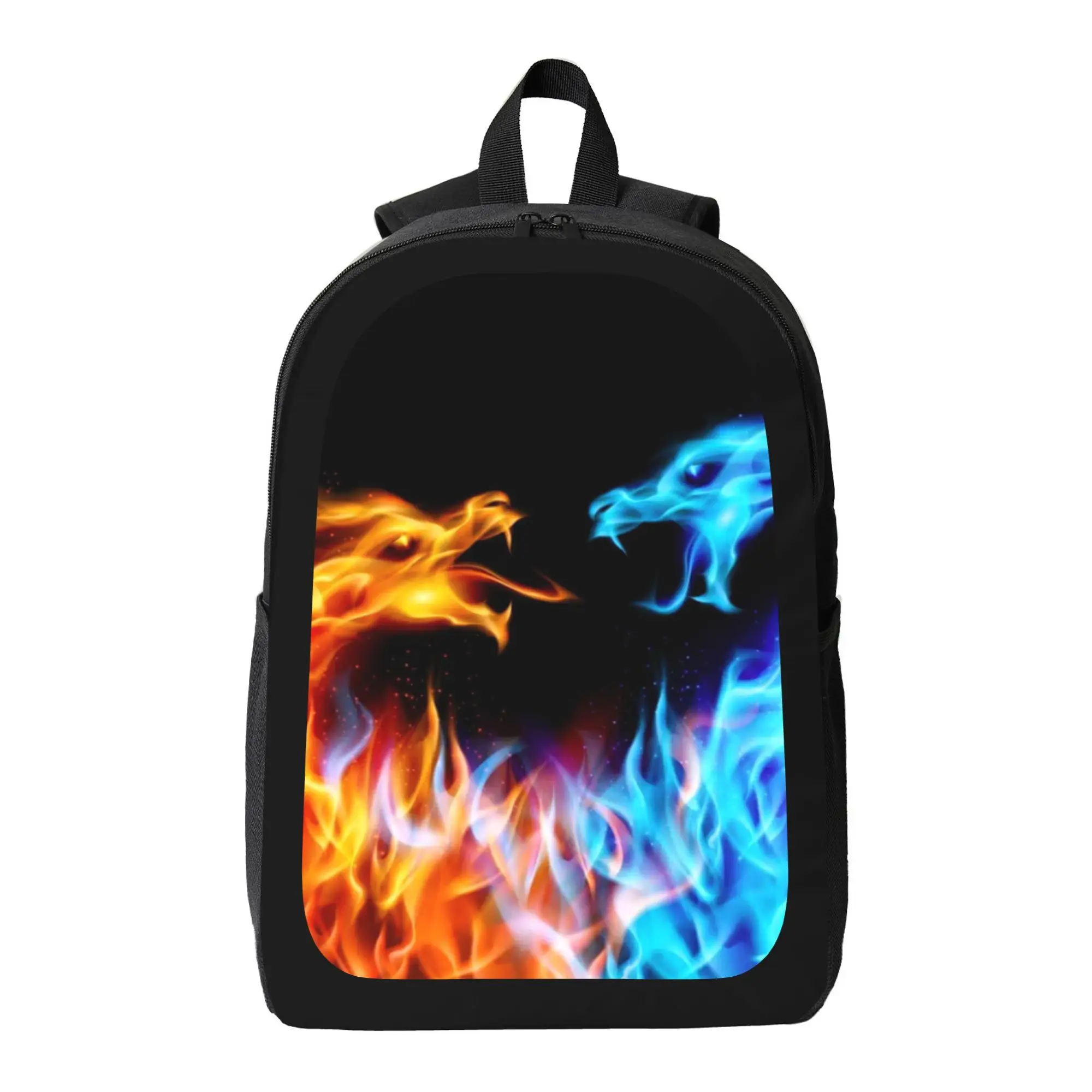 

Red and Blue Dragon Printed School Bag-Lightweight Large Capacity Backpack with Adjustable Shoulder Strap, Durable Casual Style