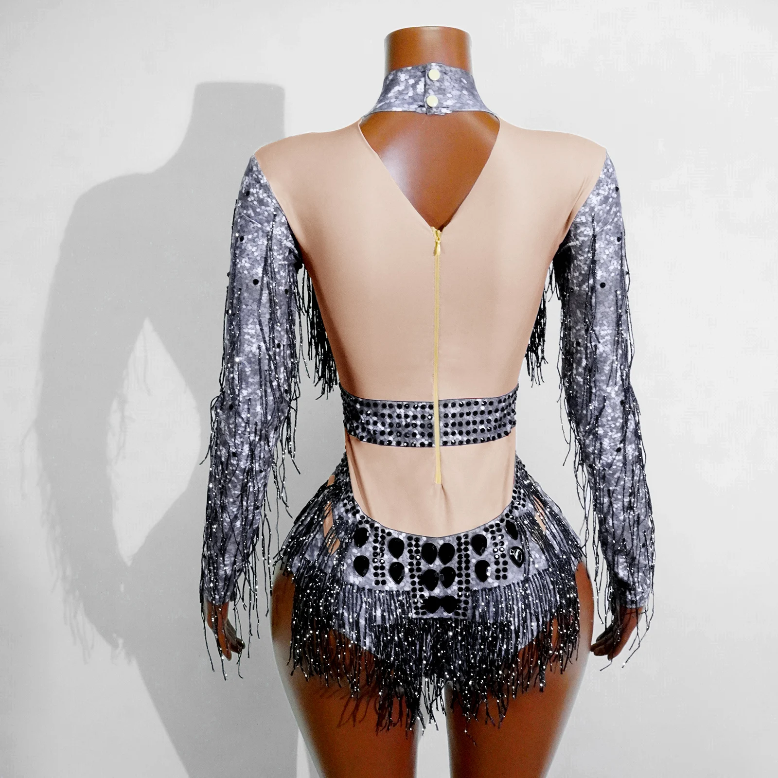 Stage Performance Sexy Cutout Tassel Jumpsuit Team Pole Dance Club Birthday Party Nightclub Dj Singer Dance Performance Costume