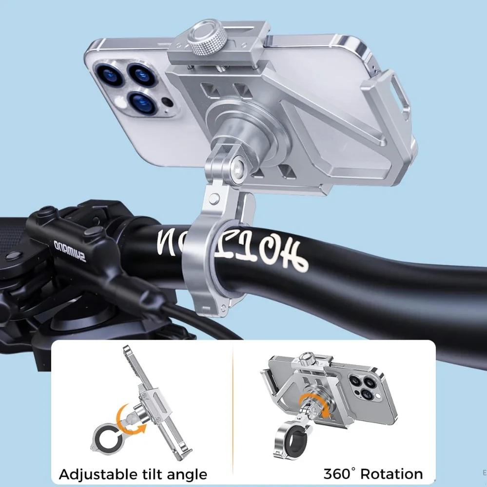 Aluminiowy uchwyt na telefon komórkowy do motocykla, mocowanie na kierownicę roweru, odpowiedni do jazdy na rowerze, rowerów górskich i terenowych. — zdjęcie produktu 6