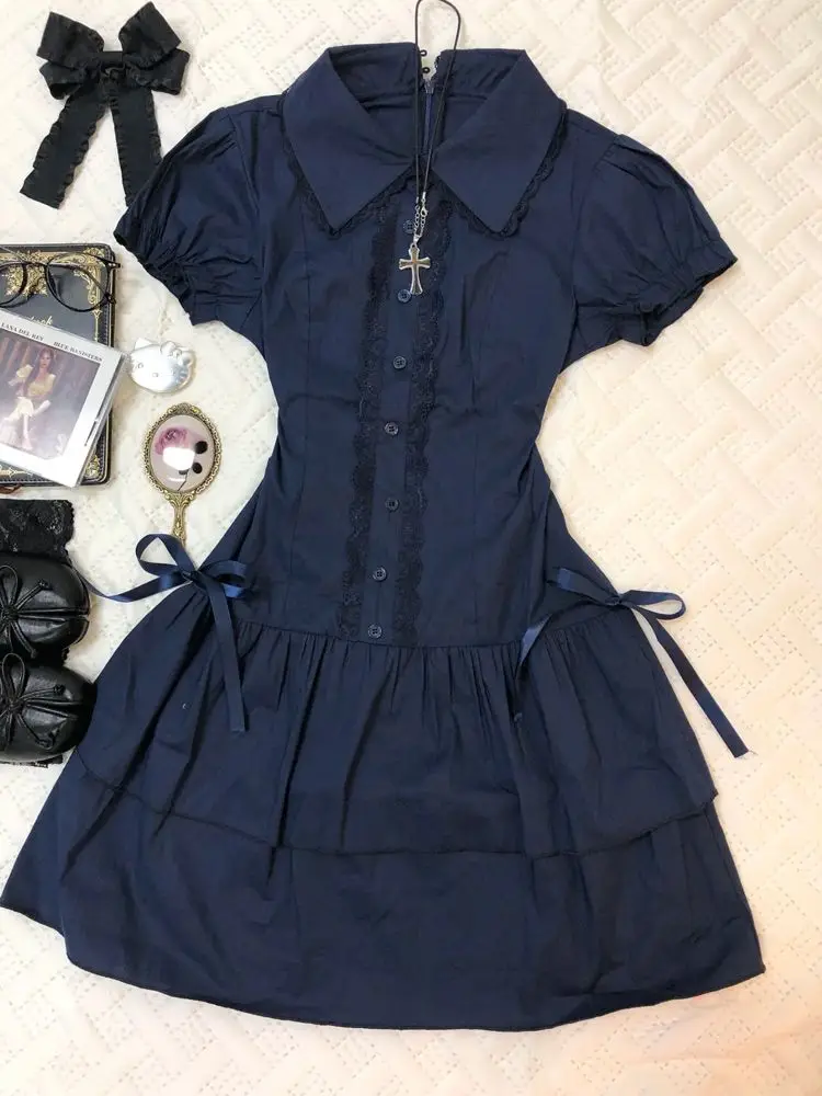 

Korean Vintage Slim Sweet Short Dress Women New Fashion High Street Lace Patchwork Dresses Aesthetic Retro Fit Chic Clothes 2025