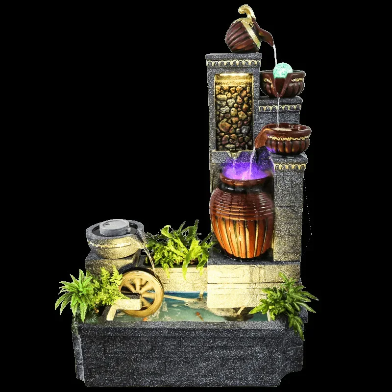 L20-  European Style Staircase Corner Water Flowing Fountain Ornament Feng Shui Wheel Humidifier