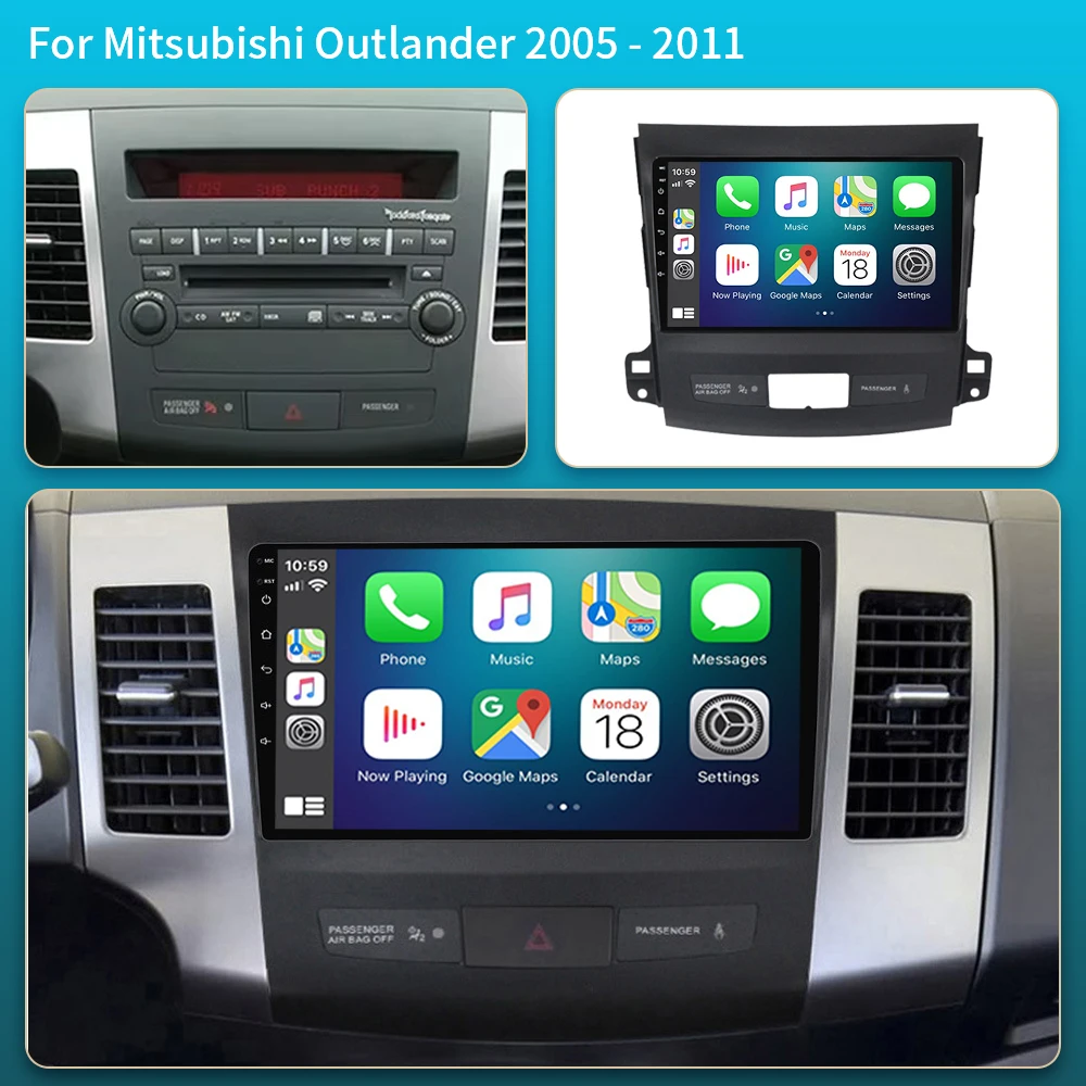 8Core 2 Din Android 16 Car Radio Multimedia Player For Mitsubishi Outlander 2005-2011 Peugeot 4007 Citroen C-Crosser Carplay Gps