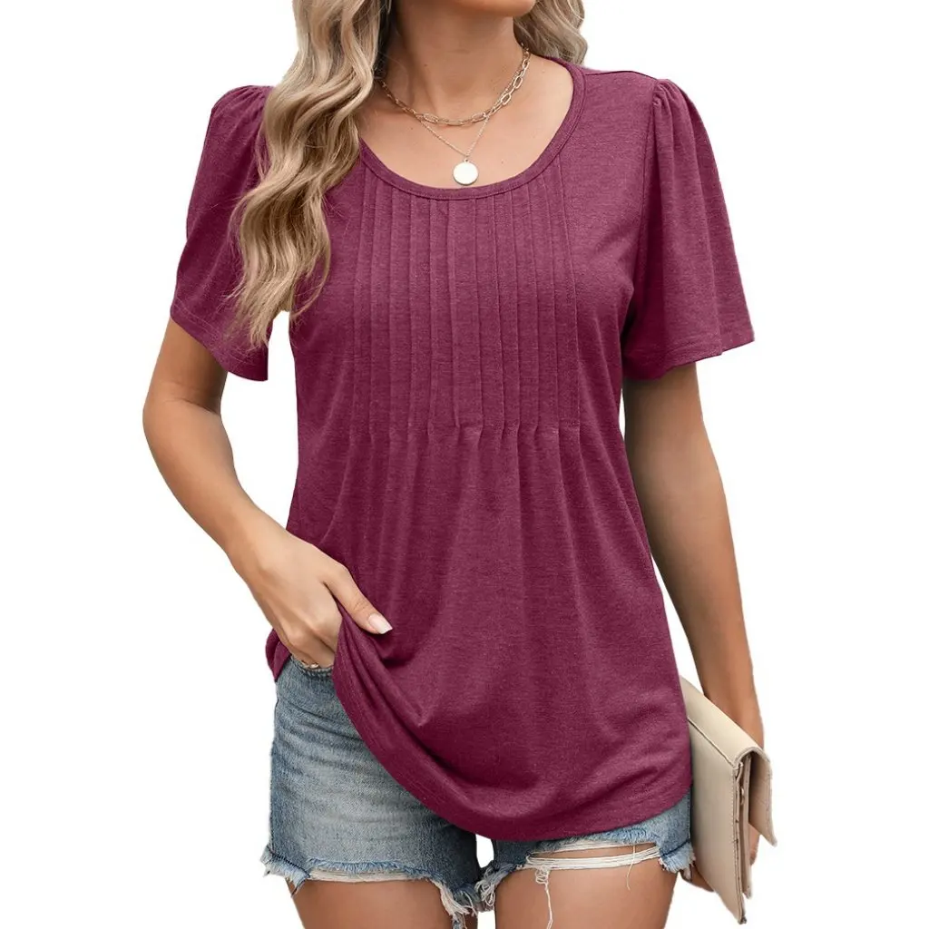 

Women's round Neck Tie Dye Short Sleeve T-Shirt Printed Top for Spring/Summer Fashion by Europe And US