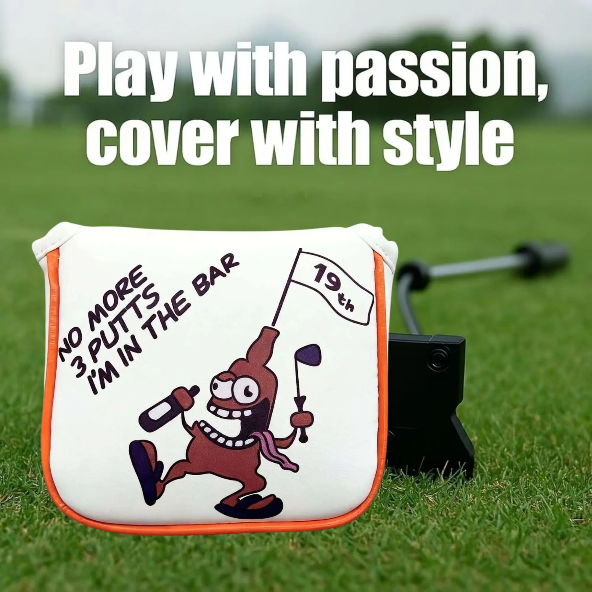 Funny Originals 19th Hole Mallet Blade Golf Putter Cover White, Great Golf Gift For Golf Lovers view 2