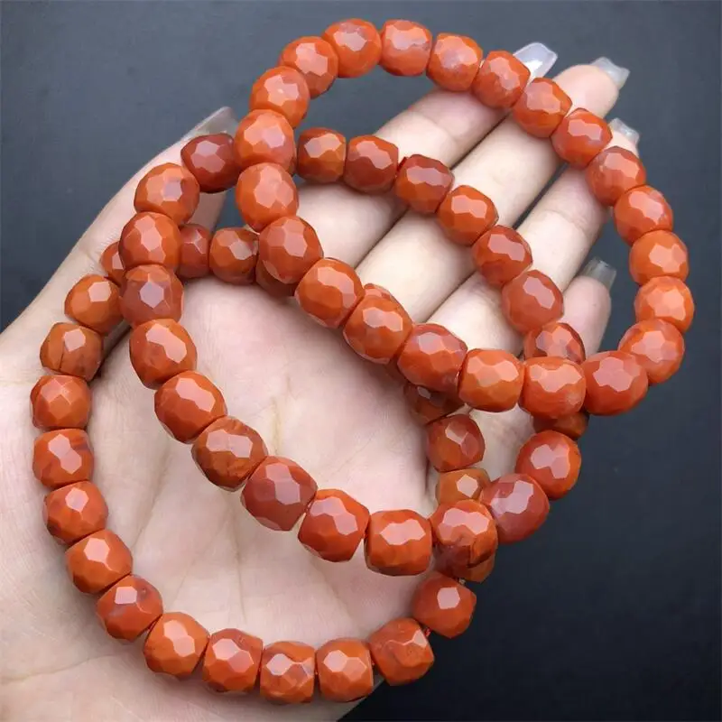 Natural Carnelian Facet Bracelet Charms Handmade High Quality Crystal Healing Fashion Jewelry Gift 1PCS 9X8MM