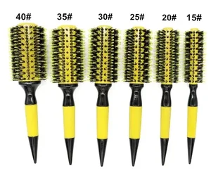 Profesional Kayu Bulat Sikat Rambut 6 Ukuran Boar Bulu Campuran Nilon Salon Wanita Rambut Styling Alat Kuning Brasil Rambut Atlet Curling Putra 8 sisir bulat penjualan terbaik - №
