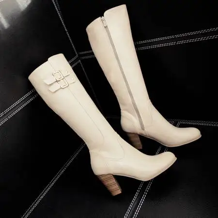 Big Size Fashion Knee High Boots Women Coss Play Shoes Autumn Winter Women\'s High Boots Black White Brown Shoes 2024