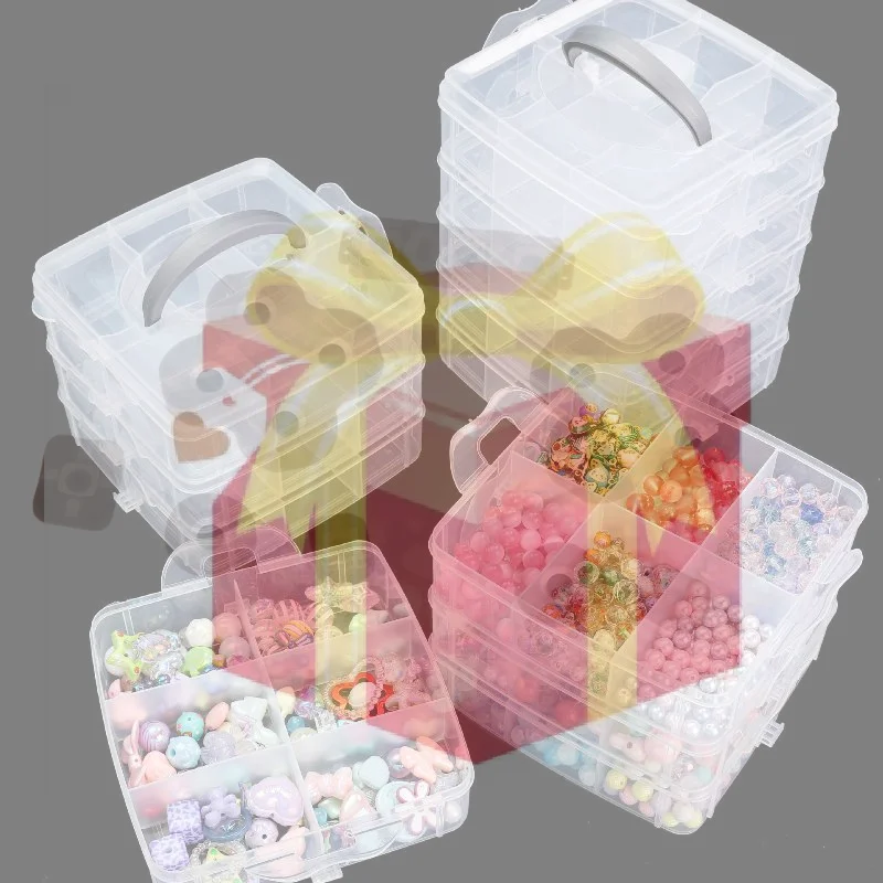 

【HG】3-уровневый прозрачный пластиковый органайзер с 18 регулируемыми ячейками для хранения игрушек, украшений и аксессуаров