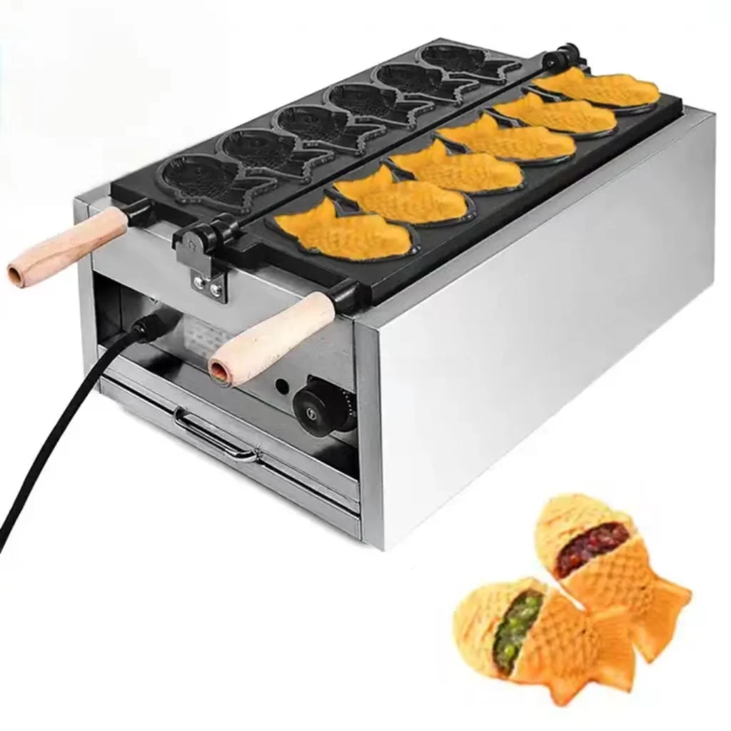 

WeWork Commercial Ice Cream Taiyaki Machine With Closed Mouth Fish Shape Electric Fish Waffle Taiyaki Waffle Maker