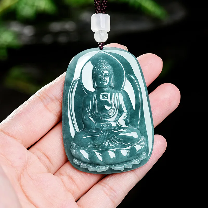 

Grade A Natural Myanmar Jadeite Buddha Pendant Necklace Vintage Accessories Gemstone Charm Fashion Real Jade Gifts for Women