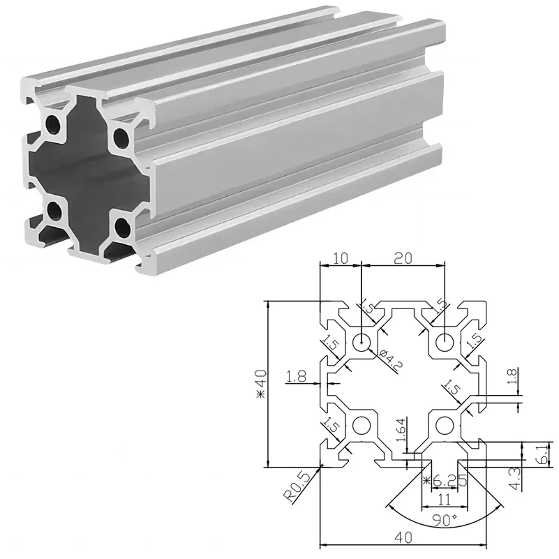 2Pcs 4040 V-Slot Aluminum Extrusion Profiles 100-550mm EU Standard Aluminum Linear Rail Slide Slot for CNC Router Kit 3D Printer