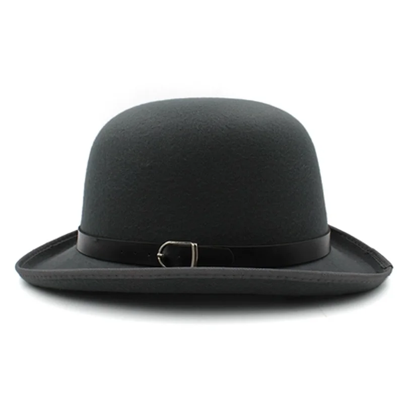 bowler hats Top hats for men solid black fedora Autumn and winter men\'s and women\'s dome British classic vintage felt top hats