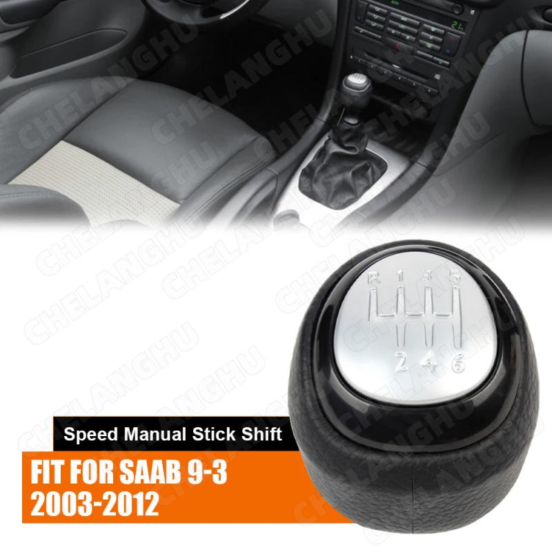 

5 / 6 Speed Shift Gear Knob Covered Pu Leather For SAAB 9-3 2003 2004 2005 2006 2007 2008 2009 2010 2011 2012