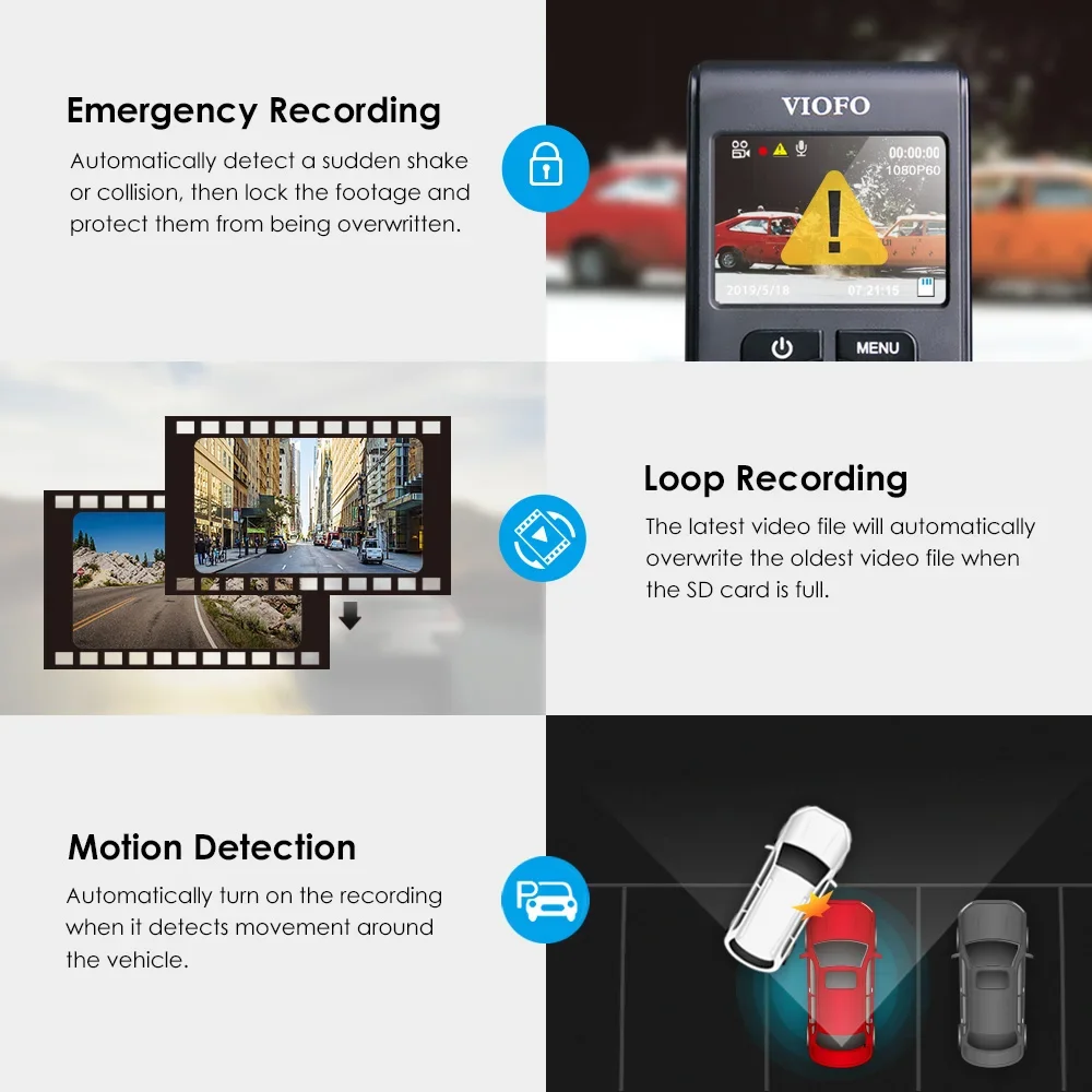 VIOFO A119 V3 2K Car DVR Super Night Vision Quad HD Dash Cameras  Rota Lens 2560 * 1600P Parking Mode G-Sensor Optional GPS CPL