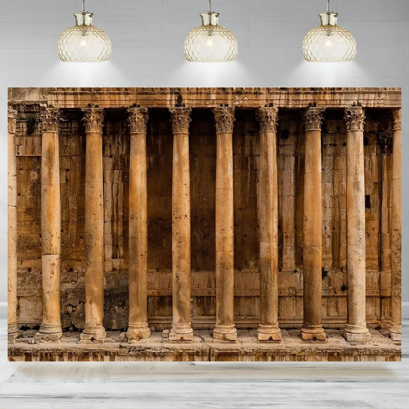 خلفية المعبد الروماني، أعمدة المعبد Baalbek، أطلال ثقافة روما القديمة، خلفية زينة الحفلات الرومانية، لافتة التصوير الفوتوغرافي