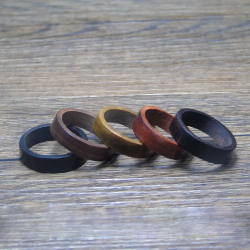 1PC 2021 Trend Sandalwood Ebony Natural Wood Rings For Women Pagan Retro Pull Finger Mens Ebony Finger Ring Party Jewelry Gift