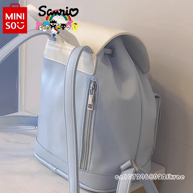 Miniso Sanrio-mochila de alta calidad para mujer, bolso de libro multifuncional con cordón, Color sólido