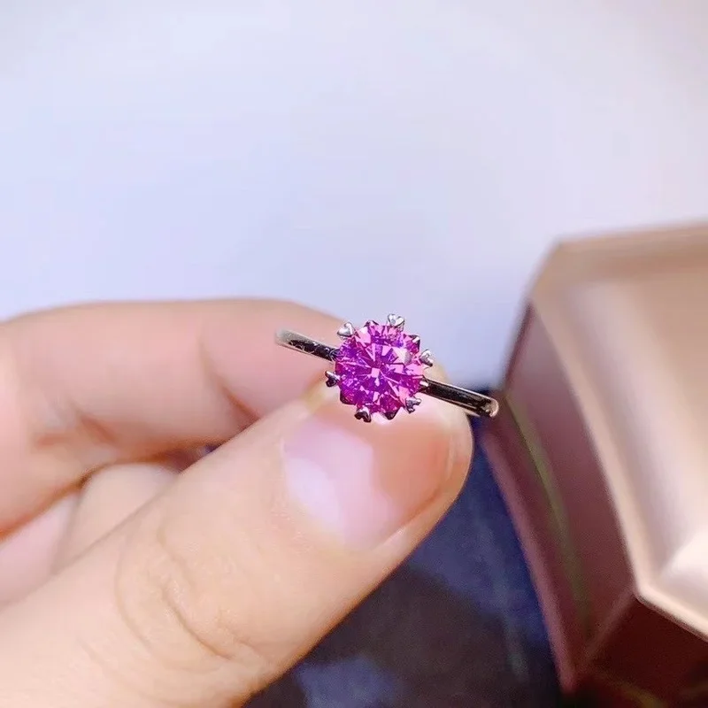 Cincin Moissanite merah muda untuk wanita 1CT 925 perak murni sertifikat penjualan GRA dengan pengiriman gratis penjualan cuci gudang