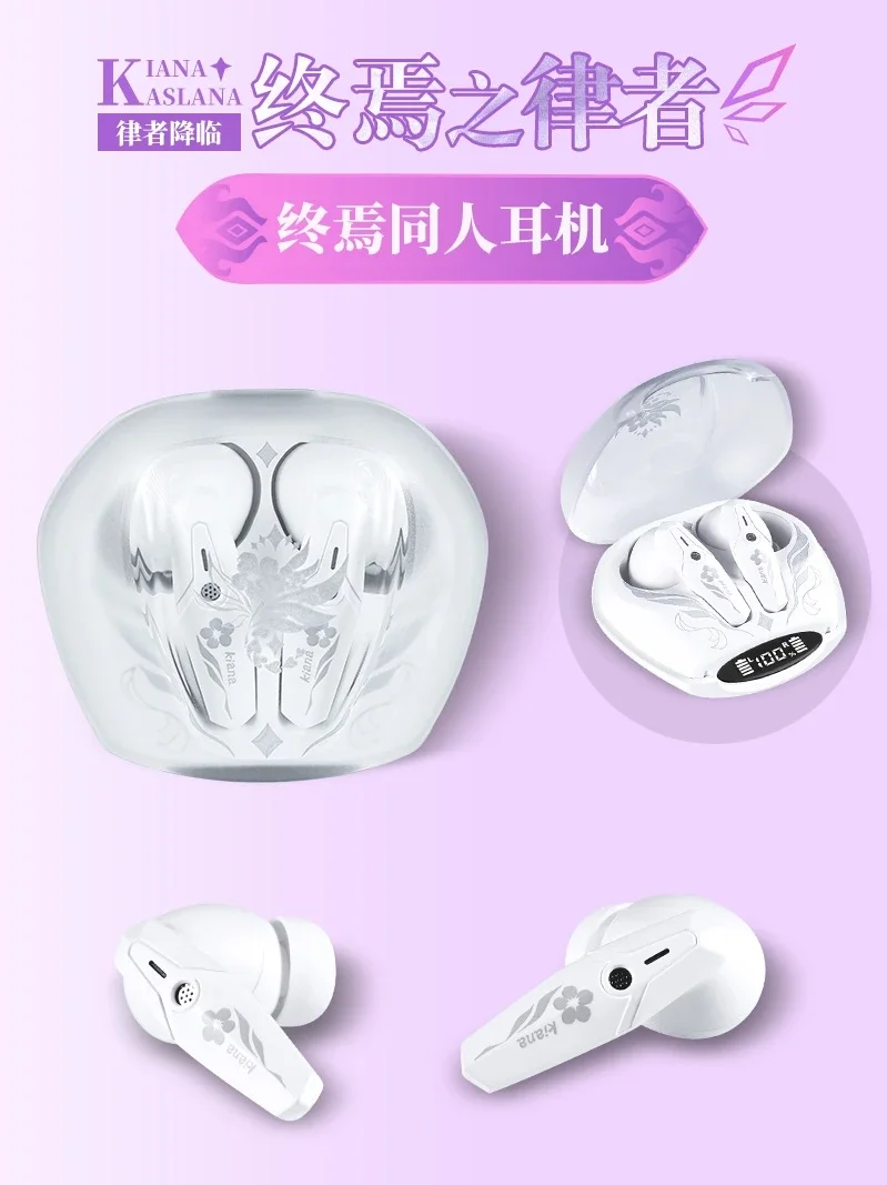 Honkai Impact 3 Herrscher of Finality Kiana Kaslana Earphone Headset Bluetooth Wireless Earbud Cute Voice With Gift Card Badge