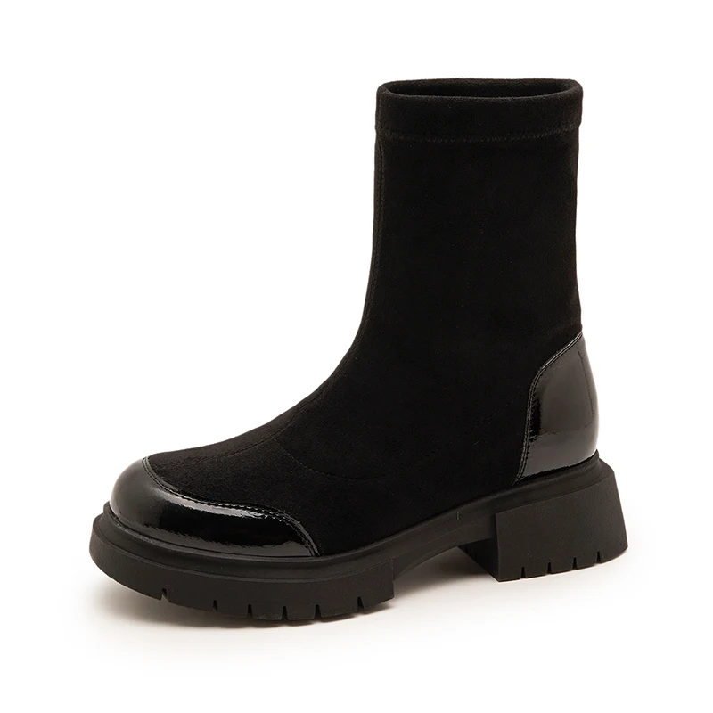 

AIYUQI 2026 New Women's Ankle Boots and Short Boots Suede Thick-Soled Elastic Boots Women Plus Size Slip-On Autumn female Shoes