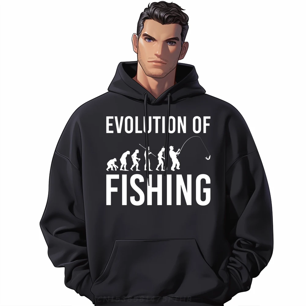 Evolution Of Fishing Salmon Fishing Fisherman Graphic Sweatshirts Hoodies Men Chinese Style