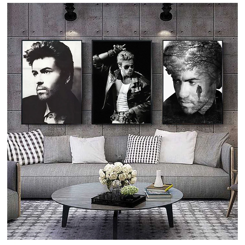 poster Music Singer Prints Painting Art Canvas Wall Pictures For Living Room Home Decor Star Friend Gift George Michael