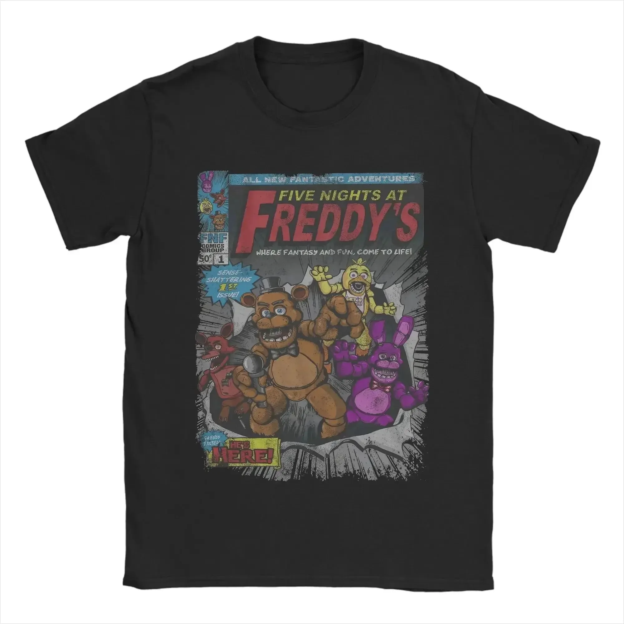 Five Nights at Freddy's T-Shirt – Klassisches Animatronic Crew Grafik-T-Shirt für FNAF-Fans, schwarzes Baumwoll-Oberteil für Männer und Jugendliche – Detail 18