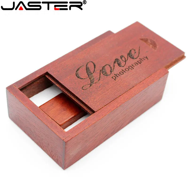 1 PCS Free Logo USB Flash Drives 128GB Wedding Gift USB 2.0 Memory Stick 64GB Wooden + Box Pendrive 32GB Photography Pen Drive