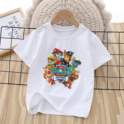 PAW Patrol Children Short Sleeve T-shirt Cartoon Chase Skye Print Pullover Boys Girls Summer Breathable Casual Cotton Tops Gifts