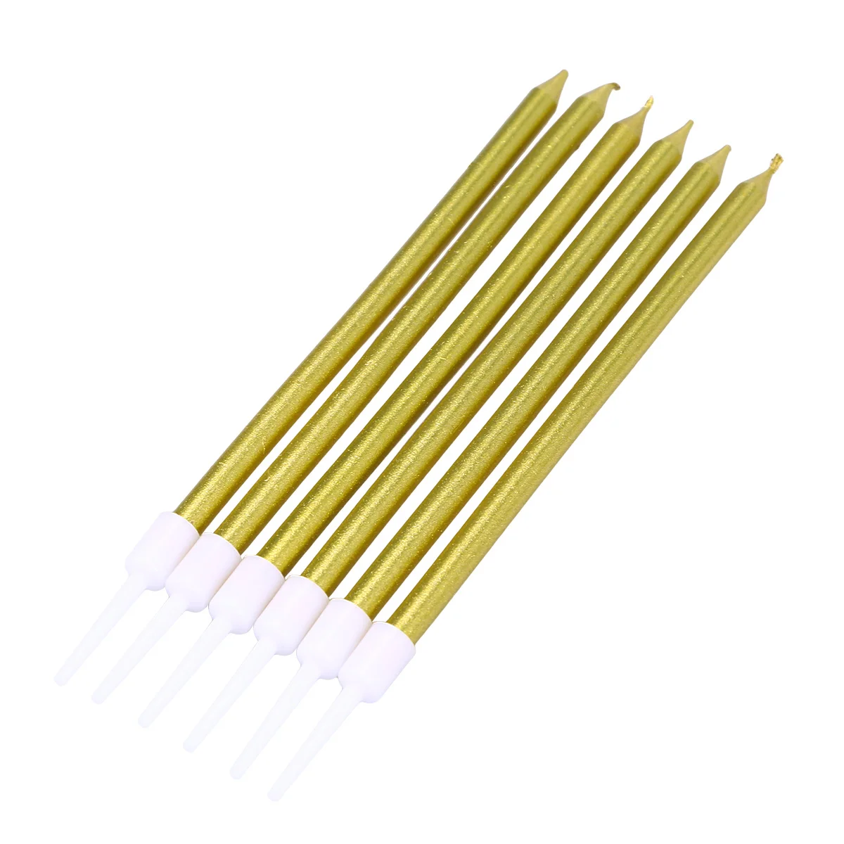 

12Pcs Slender Glitter Golden Cake Candles for Birthday Wedding Party Anniversary Long Burning Smokeless Eco Friendly