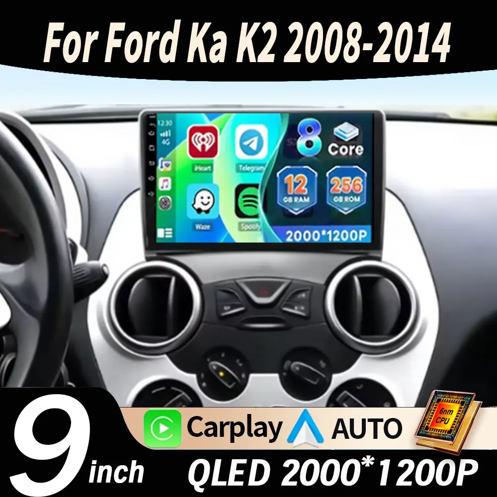 Android for Ford Ka K2 2008 2009 - 2014 Car Multimedia Player Wireless Carplay Auto Head Unit Radio Stereo Navigation GPS 2din