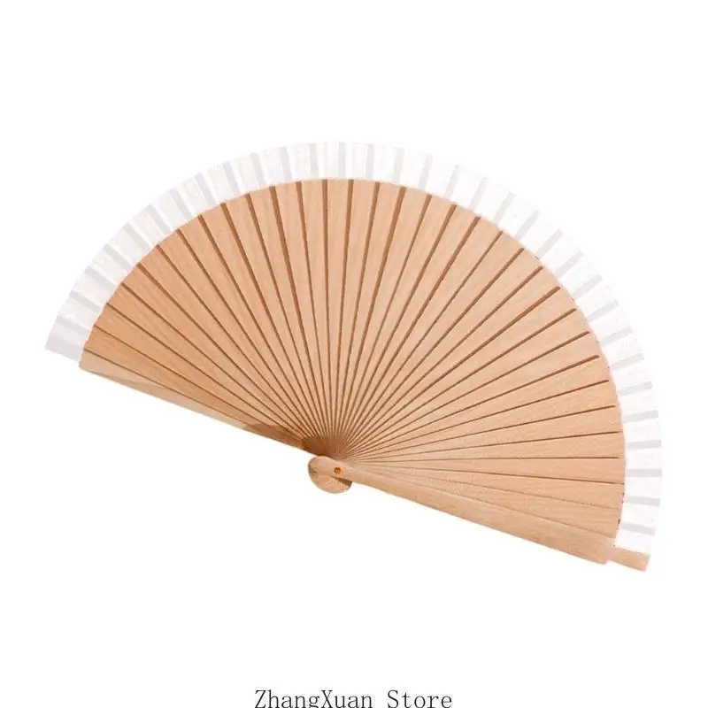 3XUF zusammenklappbarer Holzfächer, tragbarer, faltbarer Fächer, dekorativer Handfächer für Damen-Geschenk – Detail 8