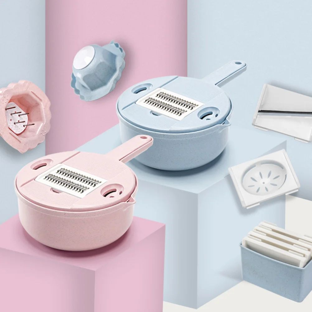 

1Set Wheat Straw Vegetable Cutter Multifunction Manual Chopper Slicer Grater Kitchen Food Cutting Tool for Safe Cooking Pink