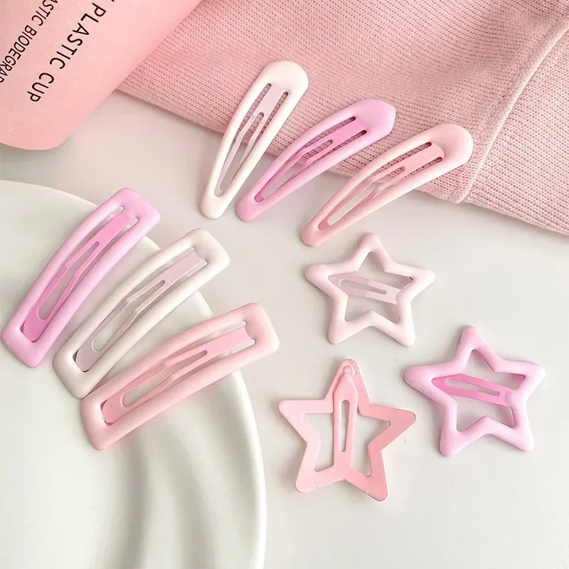 16Pcs Jepit Rambut Bayi Bentuk Hati Bintang Warna Pink BB Jepit Rambut Logam Warna Permen Aksesoris Rambut Mini Jepit Rambut Anak Perempuan Jepit Samping HP01