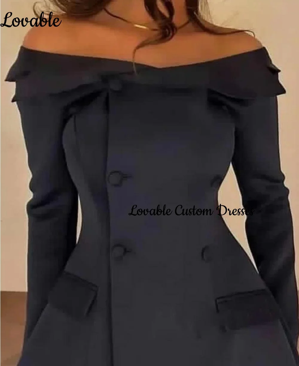 

Customized فستان سهرة نسائي Off-The-Shoulder Neckline A-Line Formal Occasion Dresses Mini Evening Dress Ruffle Long Sleeves