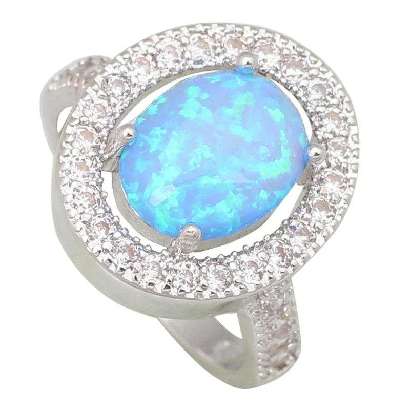 

JLR903 Hot Sale Platinum Plated Beautiful Fire Opal & Zircon Fashion Jewelry For Women Cocktail Ring