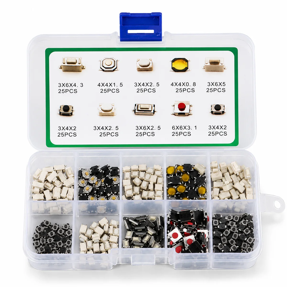 250Pcs 10 Types Light Touch Switch Car Keys Button Touch Microswitch Car Tactile Push Button Keypad Switch