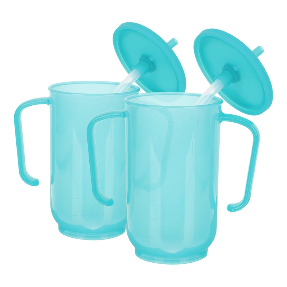 

2 Pcs Elderly People's Water Cup Bottle Adult Spill Proof Aldult Plastic Cups with Handles Feeder