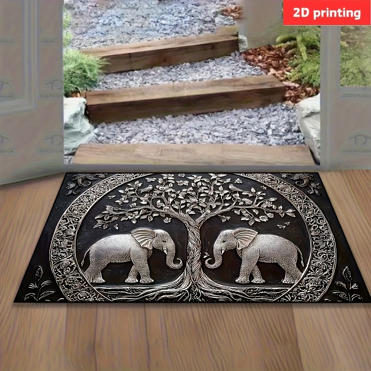 VIKAMA خمر الفيل طباعة السجاد الحمام المطبخ حصيرة عدم الانزلاق الداخلية سجادة باب غرفة نوم شرفة مدخل السجاد #3