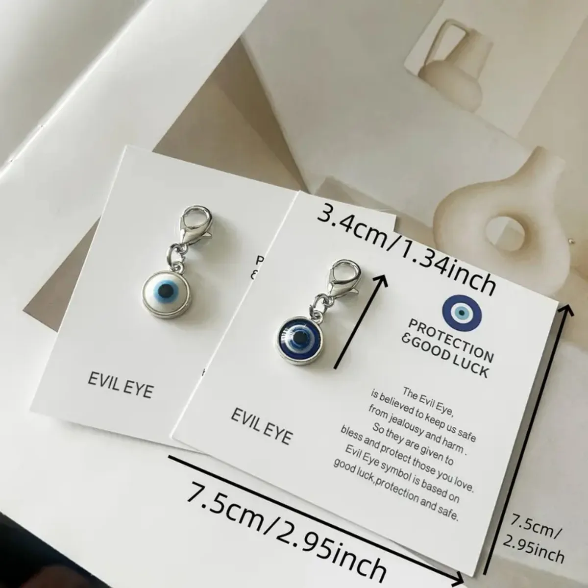 جديد الأزرق عين الشر المفاتيح قلادة حماية حسن الحظ الإنجليزية بطاقة الحظ السعيد هدية رائعة #3