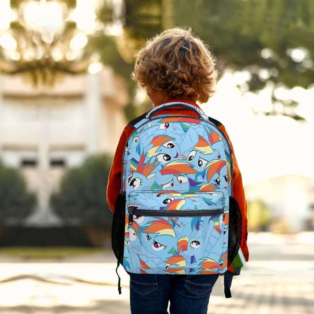 Mochila Rainbow Dash, grande capacidade, bolsa de livros na moda, multi bolsos, ajustável de 17 ", nova, elegante