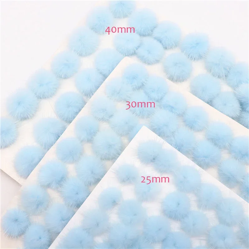 Mink Pompom Fur Balls 25mm 30mm 35mm 40mm Diy Pompon for Ring Keychain Shoes Hats Fluffy Pom Poms Diy Crafts Accessorie Material