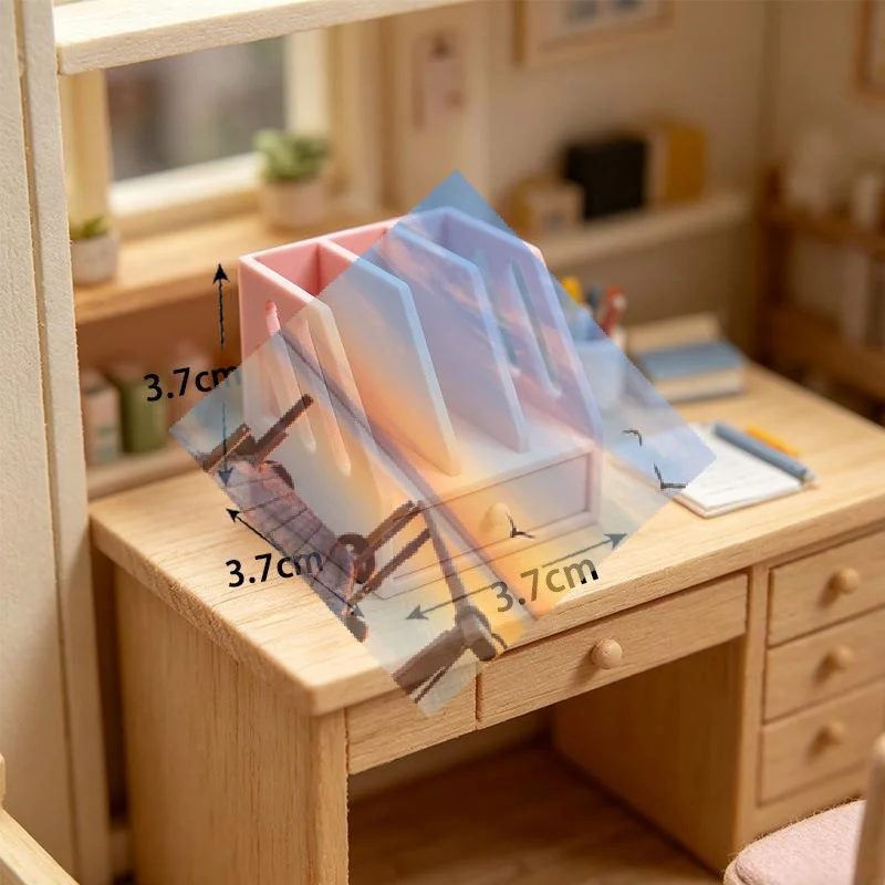 

[]1Pcs new Miniature Desktop Storage File Basket For 1/12 Dollhouse Mini File Cabinet Scene Playhouse Toy Ornament