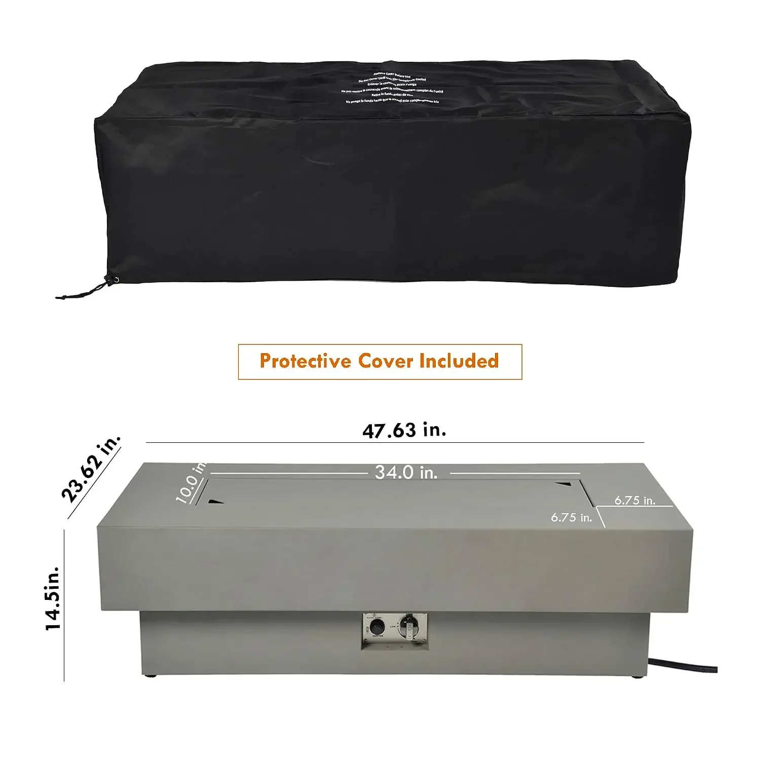 48-inch Fire Table with 20lb Propane Tank Cover, 50,000BTU Outdoor Modern Patio Fire Pit Table w/Rectangular Burner, Customized