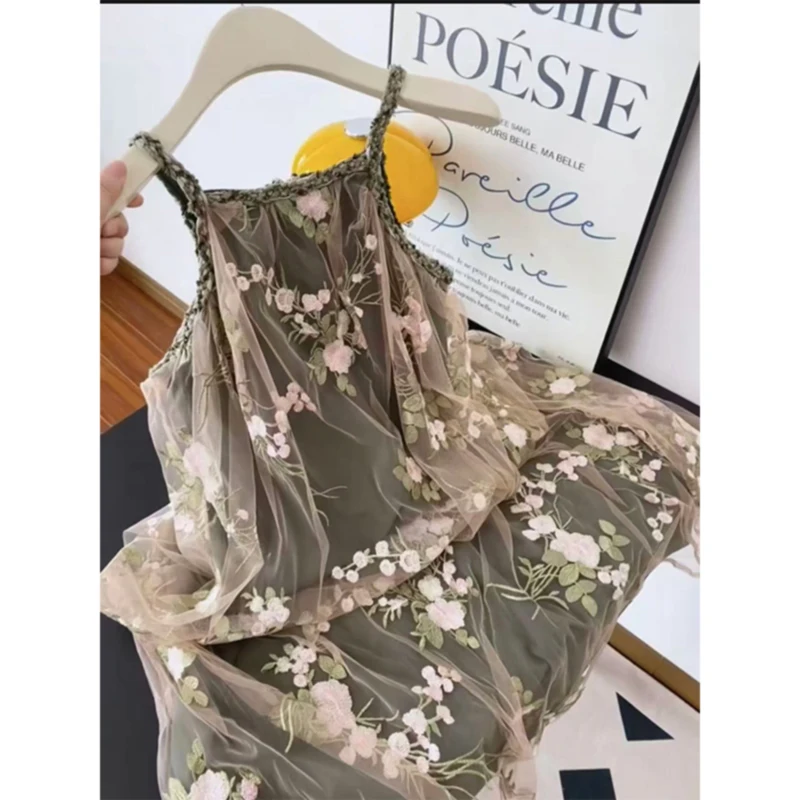 Plus Size Rose Bloemen Afslanken Dr Casual Dames Faion Design Zomer Midi Rok A-lijn Sve Ins Sle Mid Lange Dr