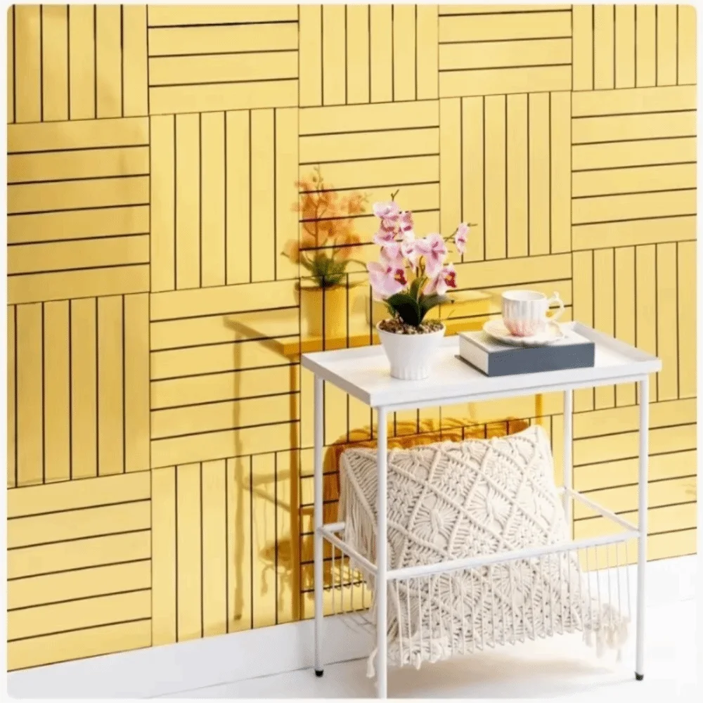 10PCS Self-Adhesive Faux Grille Mirror Wall Sticker Stripe Pattern Waterproof Mirror Wallpaper Shining Surface Reflective